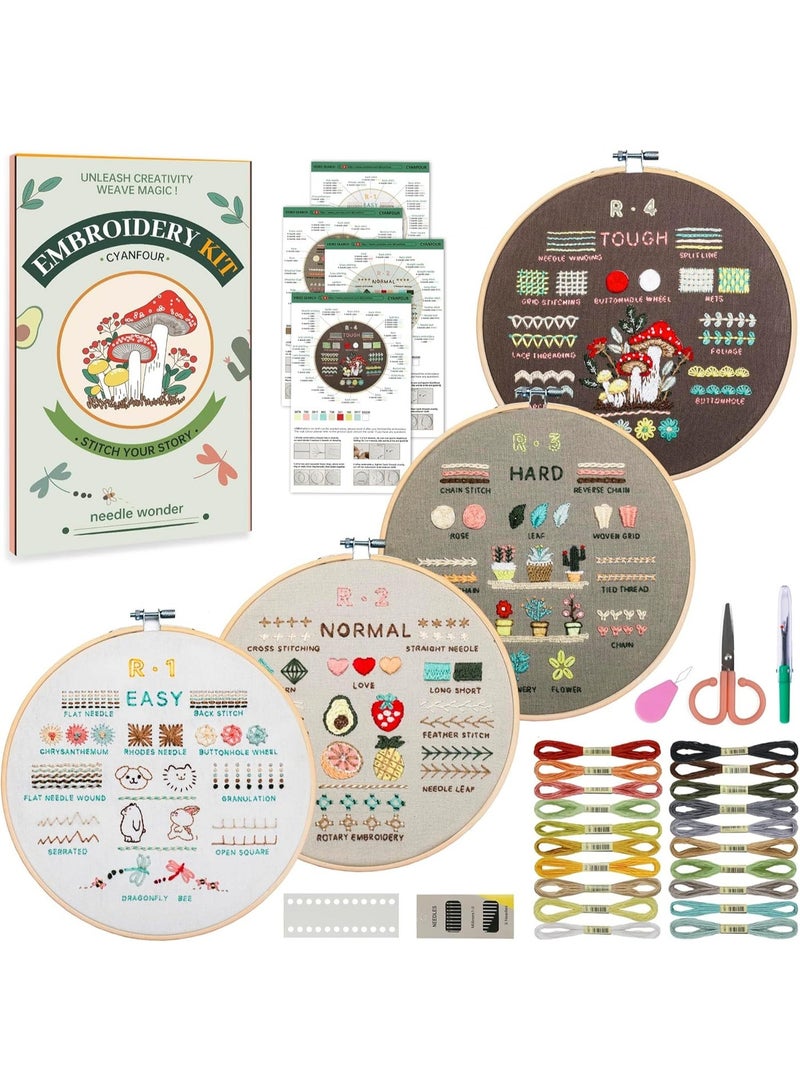 Bukela Embroidery Kit for Beginners, 4 Stages to Learn 38 Stitches, with Step-by-Step Instructions and Clear Videos, Includes Multiple Accessories, Gift for Craft Lovers. - Image 1